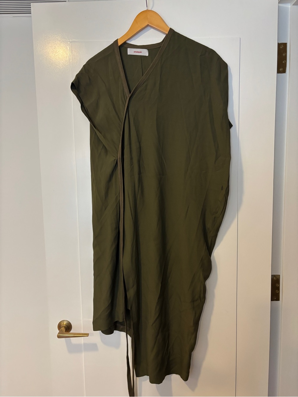 Olive Green Draped Wrap Cape
